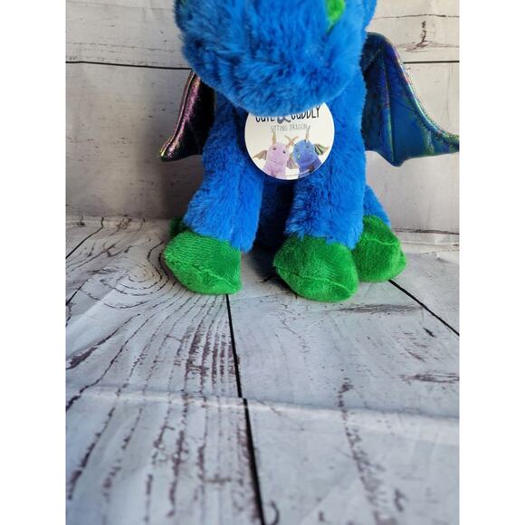 Blue Sitting Dragon Plush Stuffed Animal 9 In New - Picture 2 of 8